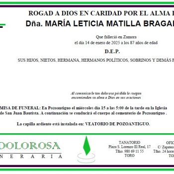 Doña MARÍA LETICIA MATILLA BRAGADO